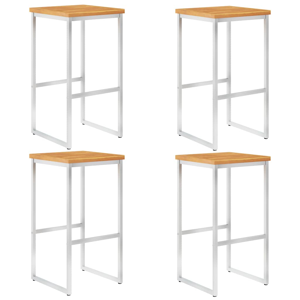 Vidaxl barstoelen 4 st massief acaciahout en roestvrij staal