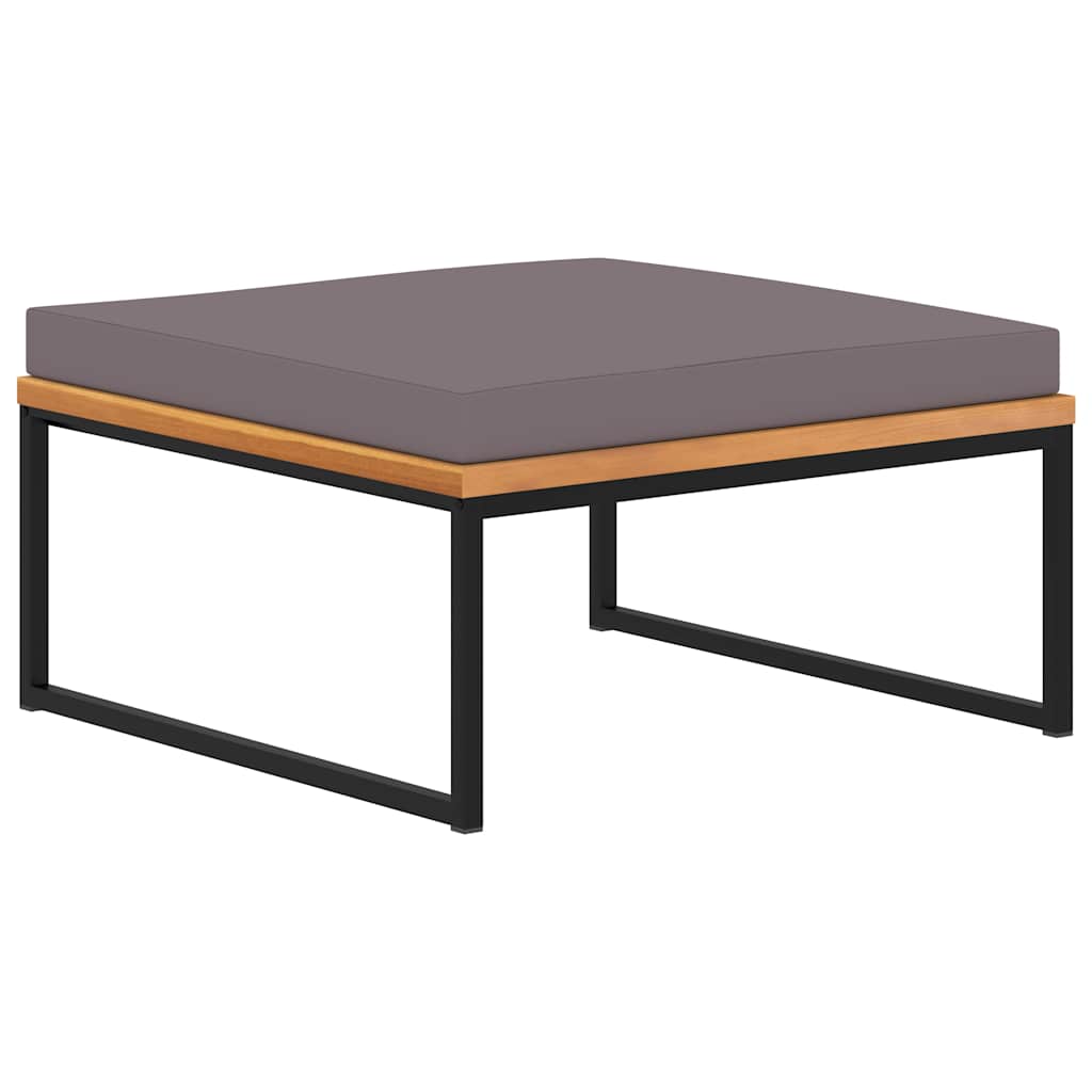 Vidaxl voetensteun met kussen 66x66x36 cm acaciahout donkergrijs