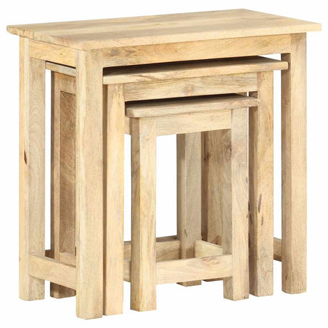 Vidaxl 3-delige tafeltjesset massief mangohout