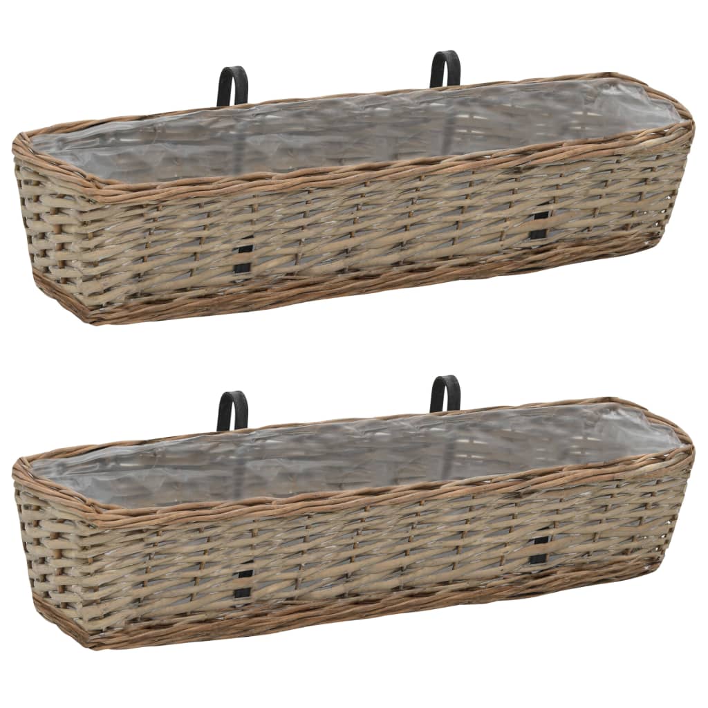 Vidaxl balkonbakken 2 st 80 cm wicker met pe-voering