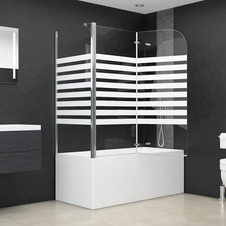Vidaxl badwand gestreept 120x68x130 cm gehard glas