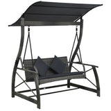 Vidaxl Swing Bank 3-seters med takpoly Rattan Grey