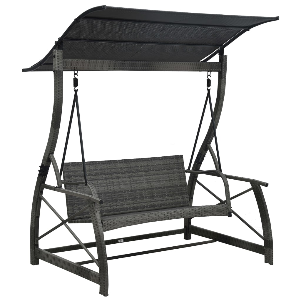 Vidaxl Swing Bank 3-seters med takpoly Rattan Grey