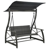 Vidaxl Swing Bank 3-seters med takpoly Rattan Grey