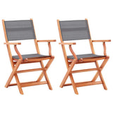 Vidaxl tuinstoelen inklapbaar 2 st eucalyptushout en textileen grijs