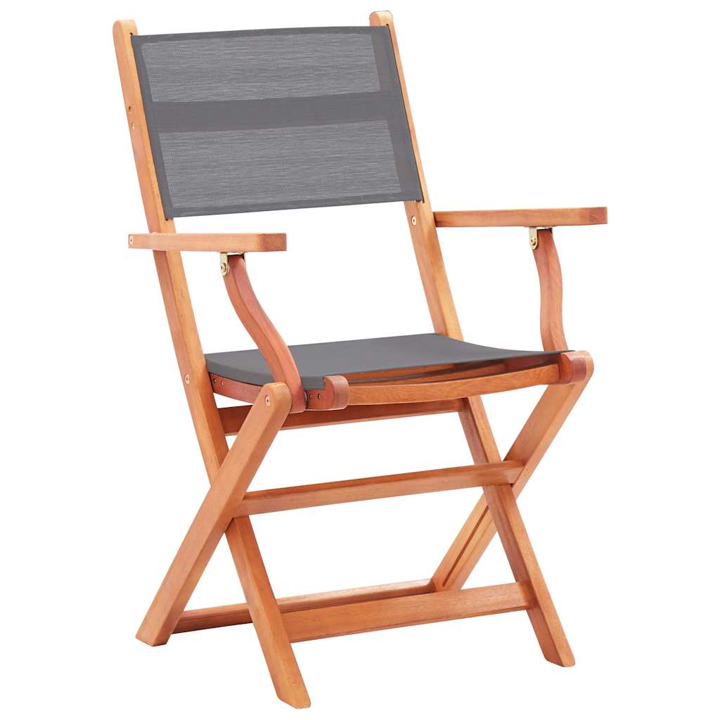 Vidaxl tuinstoelen inklapbaar 2 st eucalyptushout en textileen grijs