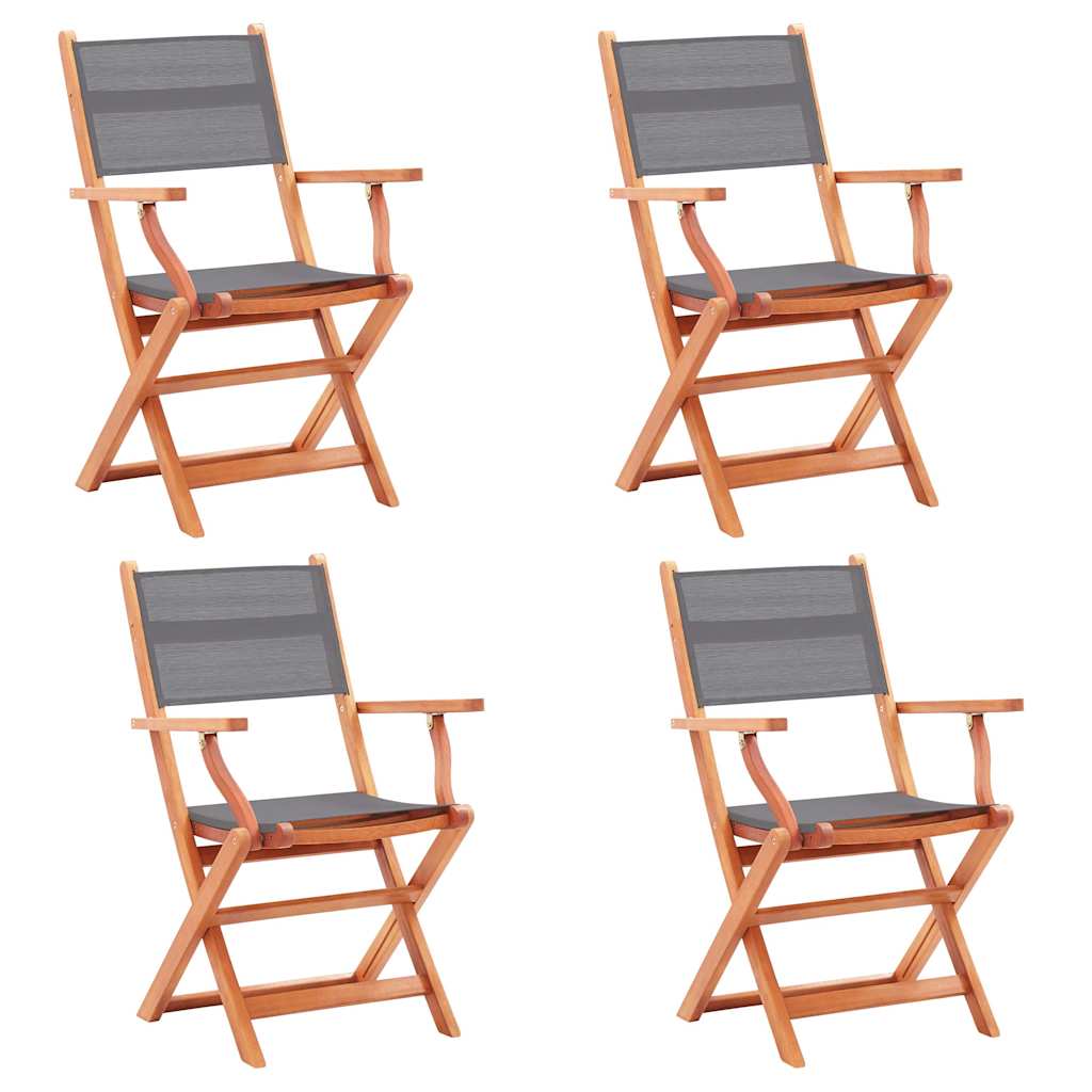 Vidaxl tuinstoelen inklapbaar 4 st eucalyptushout en textileen grijs