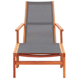 Vidaxl tuinstoel met voetensteun eucalyptushout en textileen grijs