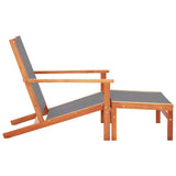 Vidaxl tuinstoel met voetensteun eucalyptushout en textileen grijs