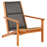 Vidaxl loungestoel massief eucalyptushout en textileen zwart