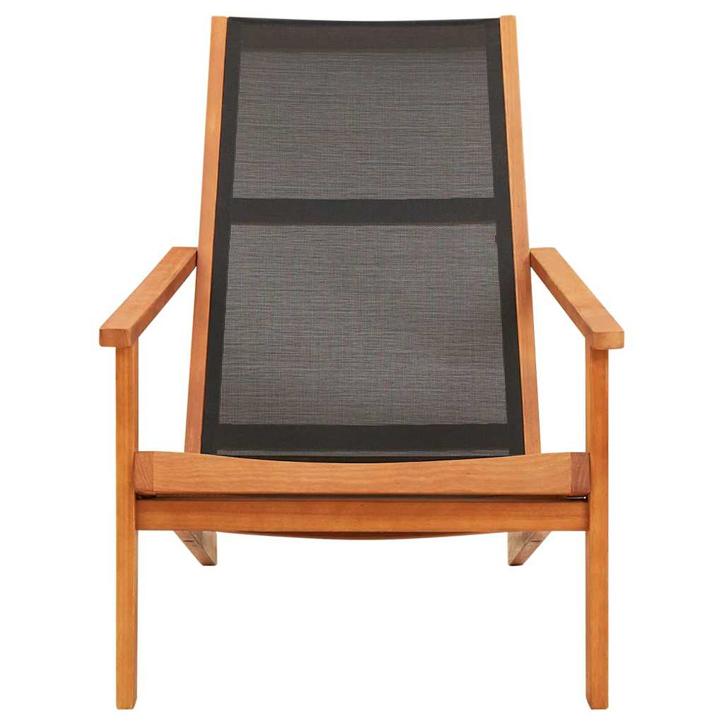 Vidaxl loungestoel massief eucalyptushout en textileen zwart