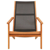 Vidaxl loungestoel massief eucalyptushout en textileen zwart