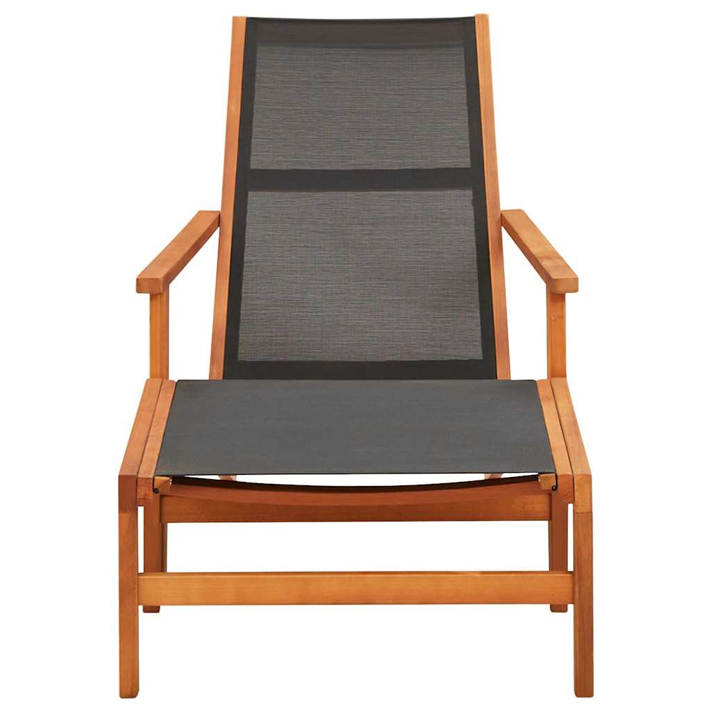 Vidaxl tuinstoel met voetensteun massief eucalyptushout en textileen