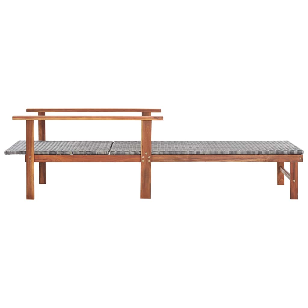 Vidaxl ligbed poly rattan en massief acaciahout grijs