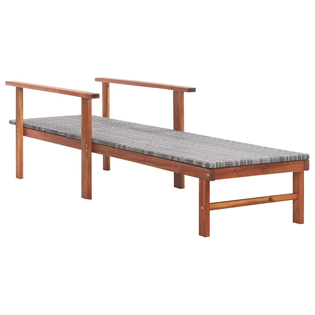Vidaxl ligbed poly rattan en massief acaciahout grijs