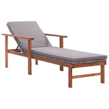 Vidaxl ligbed met kussen poly rattan en massief acaciahout grijs