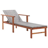 Vidaxl ligbed met kussen poly rattan en massief acaciahout grijs