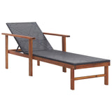 Vidaxl ligbed poly rattan en massief acaciahout zwart