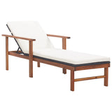 Vidaxl ligbed met kussen poly rattan en massief acaciahout zwart