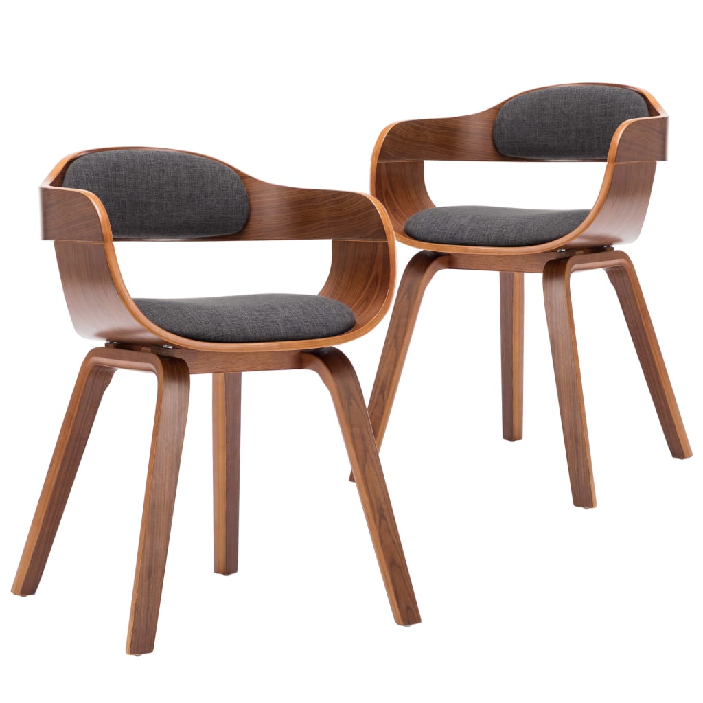 Vidaxl eetkamerstoelen 2 st stof en gebogen hout donkergrijs