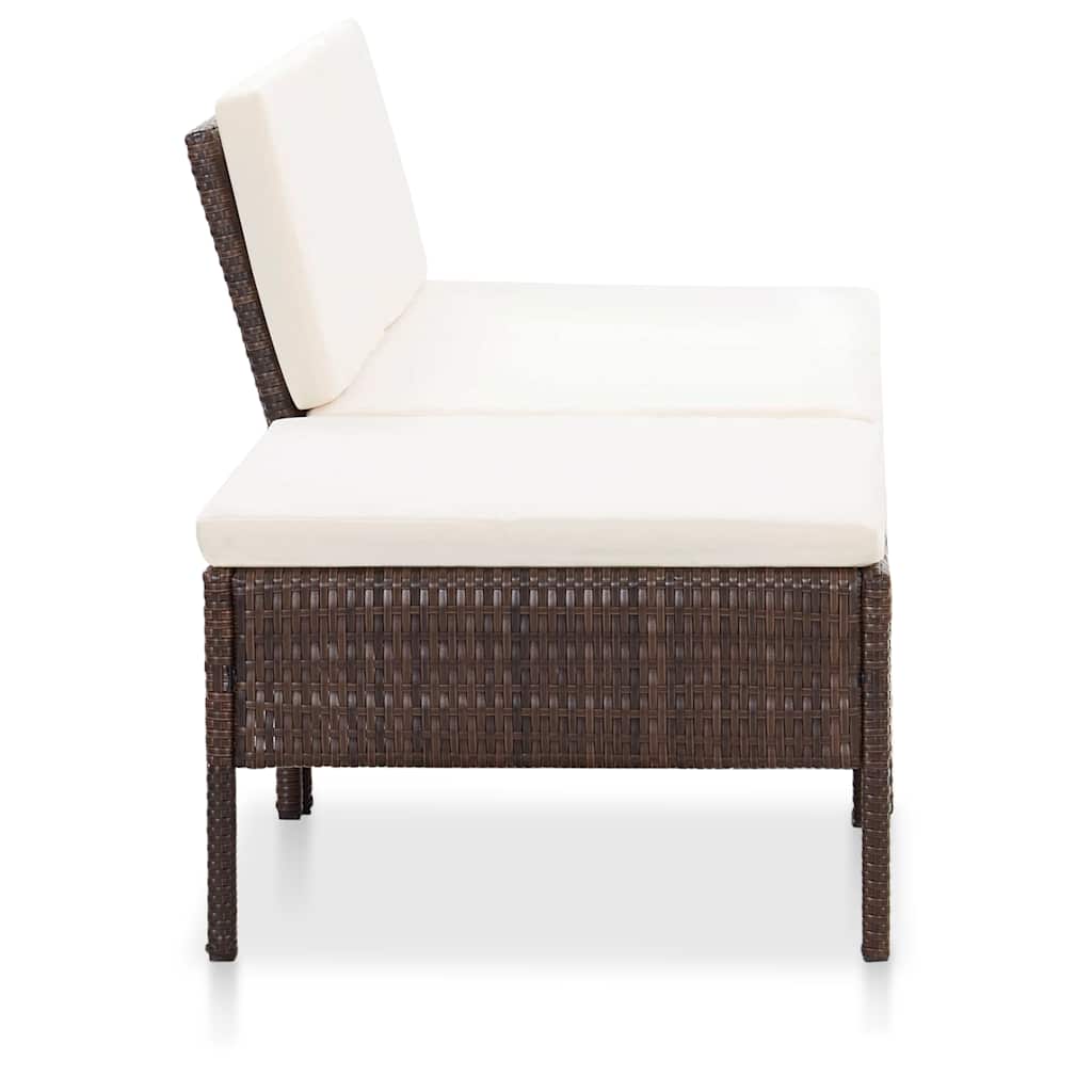 Vidaxl 3-delige loungeset met kussens poly rattan bruin