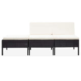 Vidaxl 3-delige loungeset met kussens poly rattan zwart