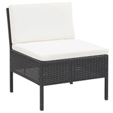 Vidaxl 3-delige loungeset met kussens poly rattan zwart