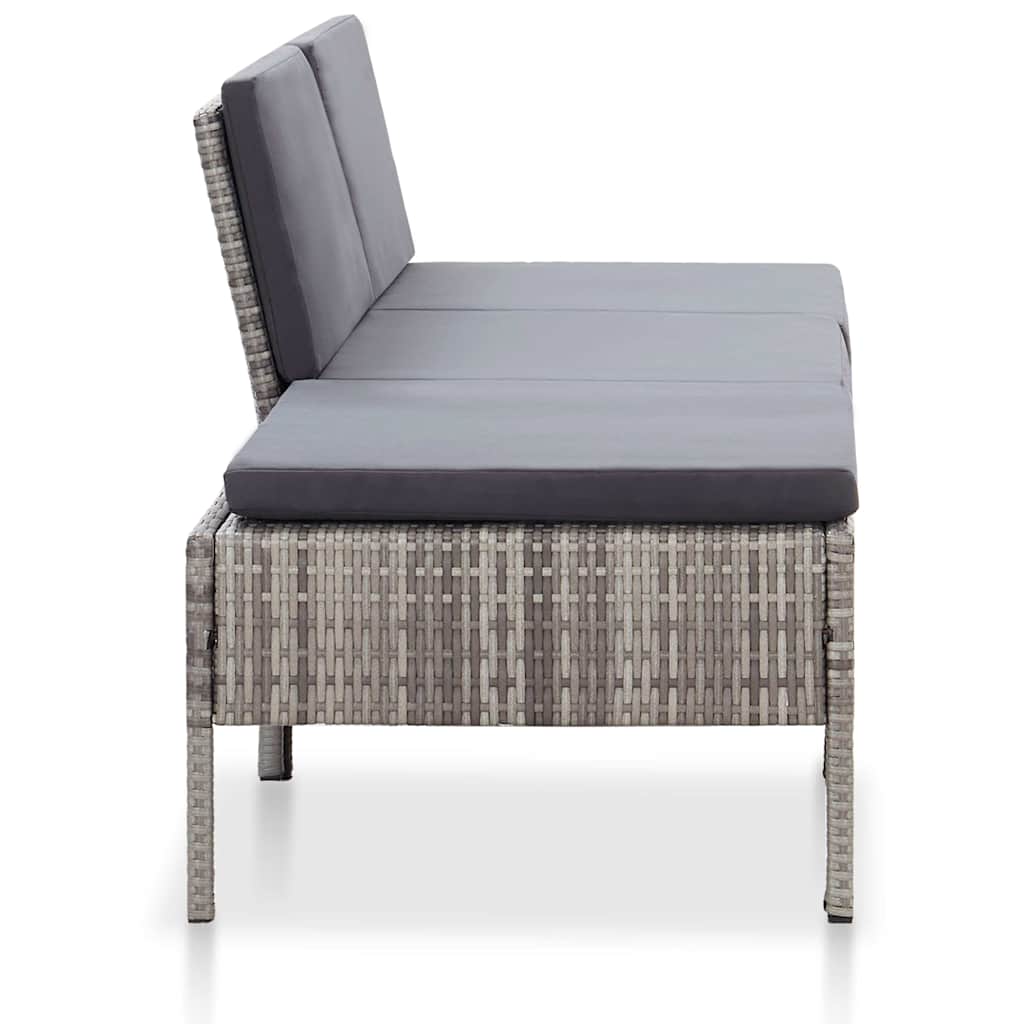 Vidaxl 3-delige loungeset met kussens poly rattan grijs