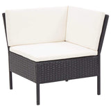 Vidaxl 3-delige loungeset met kussens poly rattan zwart