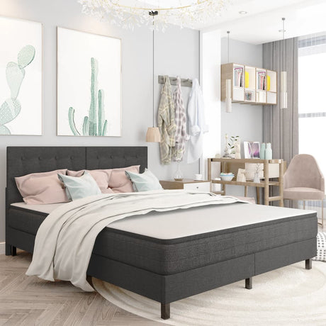 Vidaxl hoofdbord 180x200 cm getuft stof donkergrijs