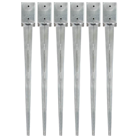 Vidaxl grondpinnen 6 st 9x9x90 cm gegalvaniseerd staal zilverkleurig