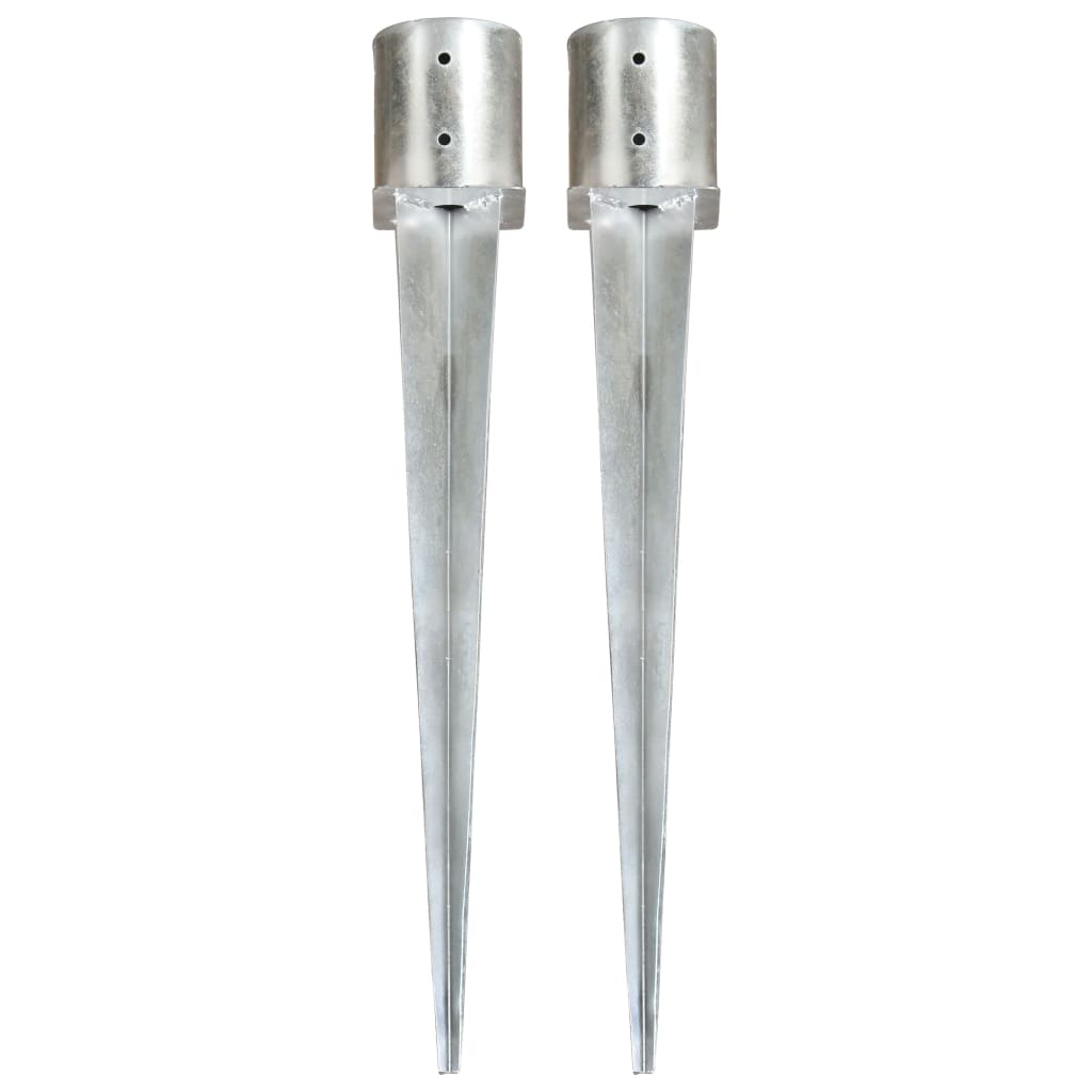 VidaXL ground pins 2 pcs 12x91 cm galvanized steel silver colored