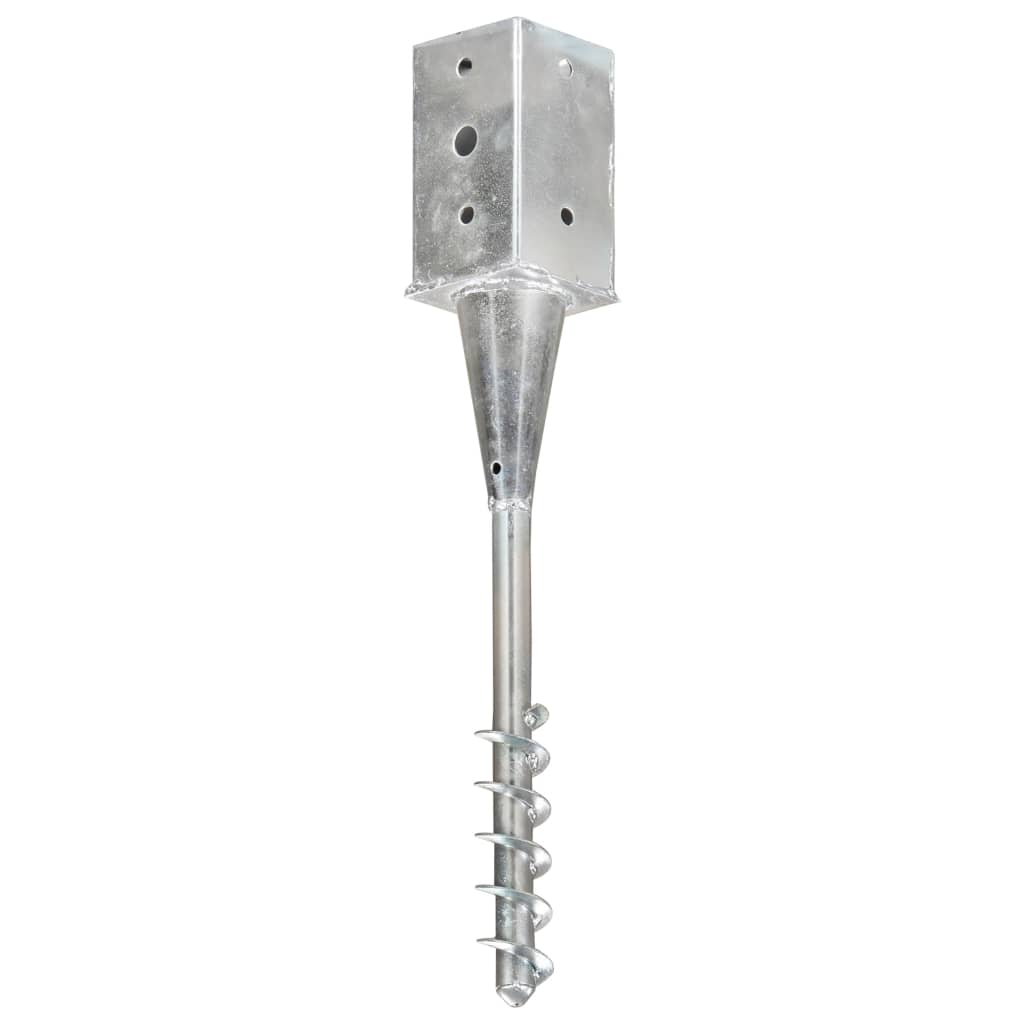 Vidaxl Ground Pins 2 St 8x8x57 cm Galvanized Steel Silver Colored