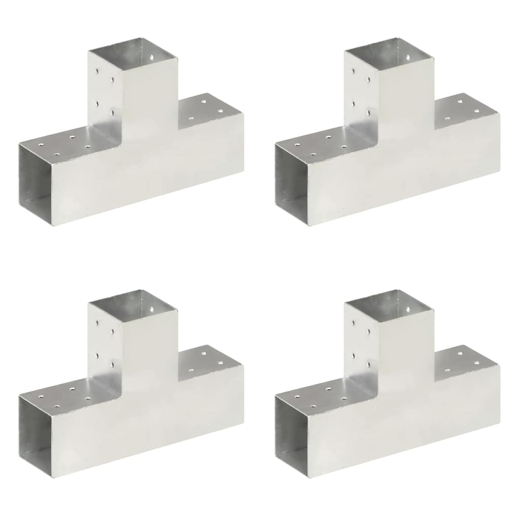 Vidaxl paalverbindingen 4 st t-vorm 81x81 mm gegalvaniseerd metaal