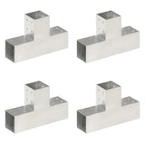 Vidaxl paalverbindingen 4 st t-vorm 81x81 mm gegalvaniseerd metaal