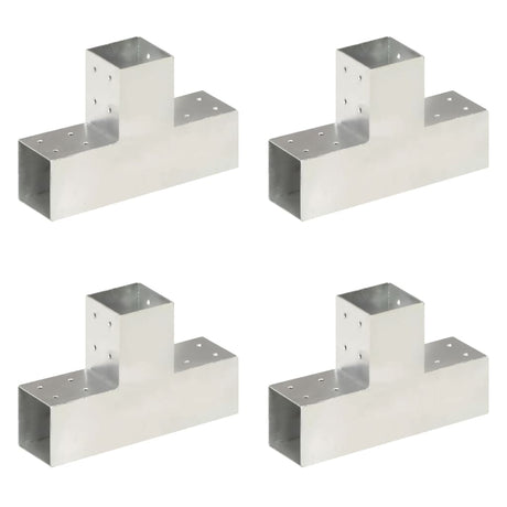 Vidaxl paalverbindingen 4 st t-vorm 81x81 mm gegalvaniseerd metaal
