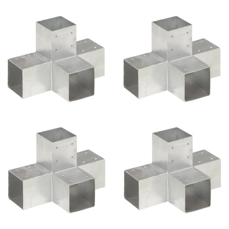 Vidaxl paalverbindingen 4 st x-vorm 91x91 mm gegalvaniseerd metaal