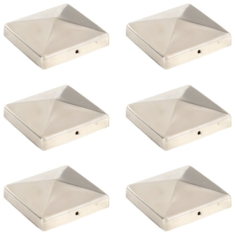 Vidaxl paalkappen 6 st piramide 101x101 mm roestvrij staal