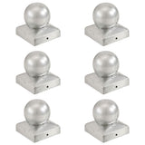 Vidaxl paalkappen 6 st bol 71x71 mm gegalvaniseerd metaal