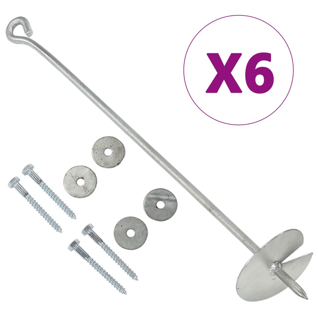 Vidaxl Buedem Anker 6 PCs 10x60 cm galaalvaniséiert Metal