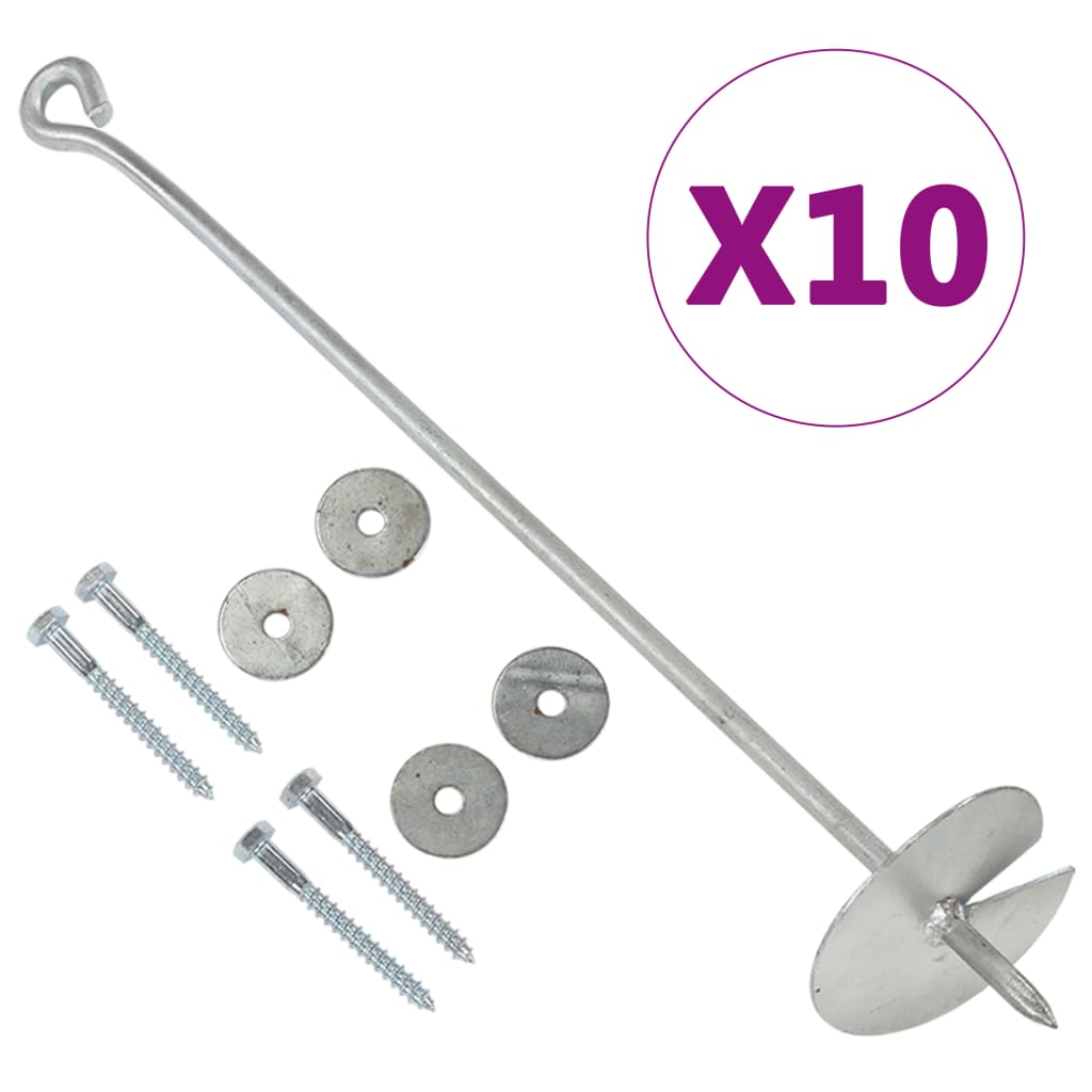 Vidaxl Anchors macinati 10 pezzi 10x60 cm Galvanized Metal