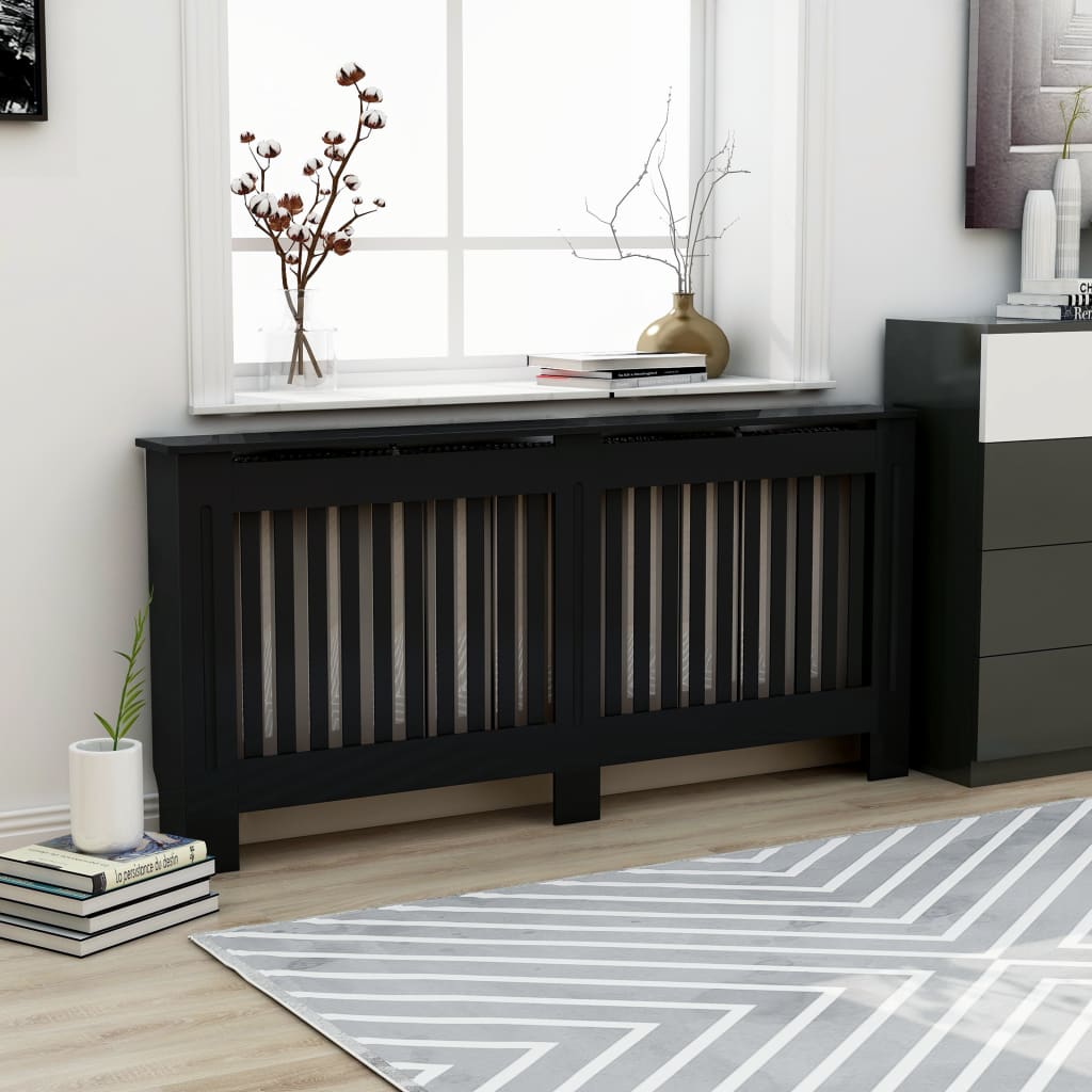 VIDAXL -Radiatorkonstruktion 172x19x81.5 cm MDF Schwarz