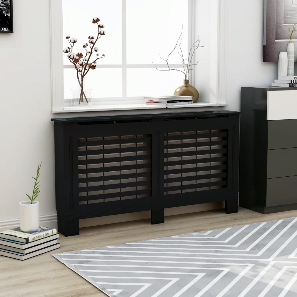 VIDAXL -Radiatorkonstruktion 152x19x81.5 cm MDF Schwarz