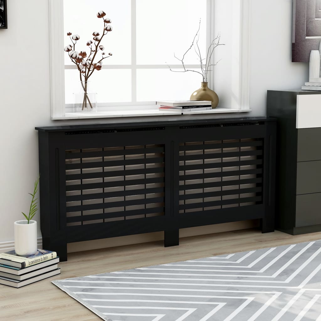 VIDAXL -Radiatorkonstruktion 172x19x81.5 cm MDF Schwarz