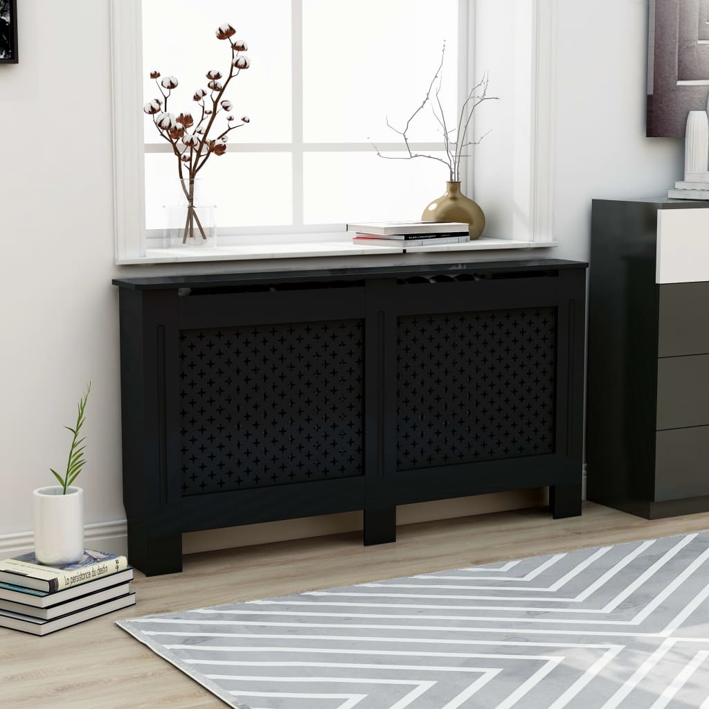 VIDAXL -Radiatorkonstruktion 152x19x81.5 cm MDF Schwarz