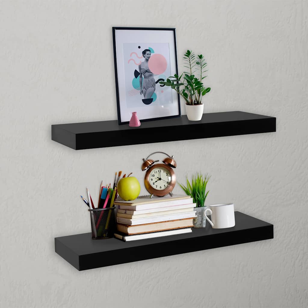 Vidaxl wandplanken zwevend 2 st 40x20x3,8 cm zwart