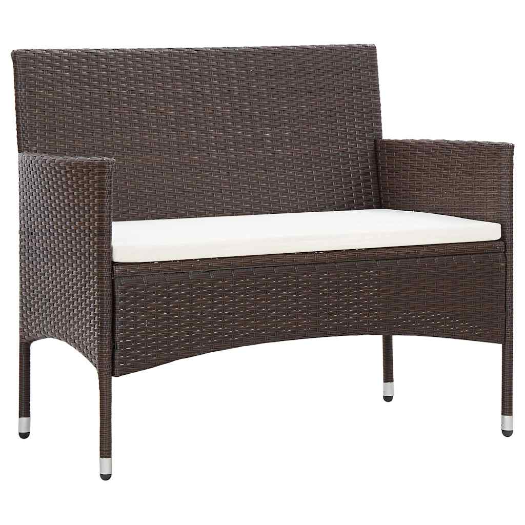 Vidaxl 4-delige loungeset met kussens poly rattan bruin