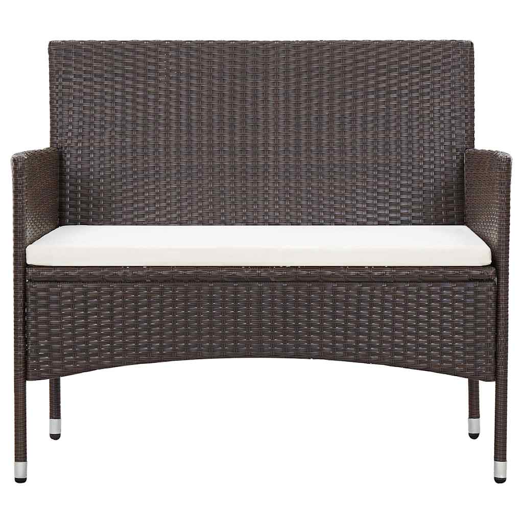 Vidaxl 4-delige loungeset met kussens poly rattan bruin