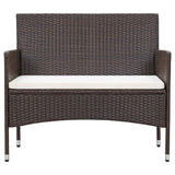 Vidaxl 4-delige loungeset met kussens poly rattan bruin