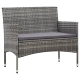 Vidaxl 4-delige loungeset met kussens poly rattan grijs